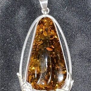 Vintage .925 Silver and Baltic Amber Pendant